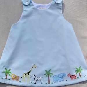 Rosalina blue cotton dress with zoo appliqué - Size 2T